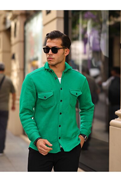 comstar Чоловіча базова зимова зручна сорочка з довгими рукавами, зелена, вільного крою