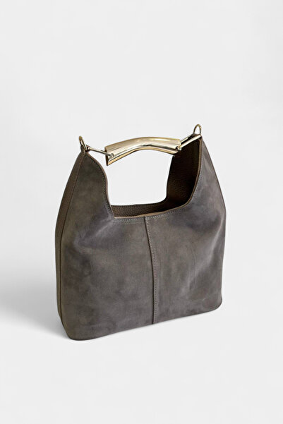 Miales Vizon %100 Hakiki Süet Deri Fermuar Kapama ve Uzun Askı Detaylı Kadın ...