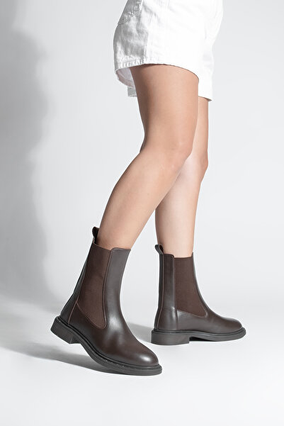 Marjin Women's Troklu Double Elastic Daily Boots Yuvin Brown