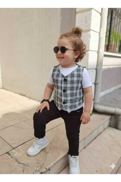 muzur kids Момчешки комплект от 3 части: тениска, панталон и елек