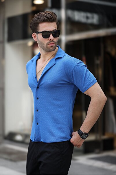 comstar Ανδρικό καλοκαιρινό πουκάμισο Lycra Slim Fit γιακά κοντομάνικο πουκάμισο