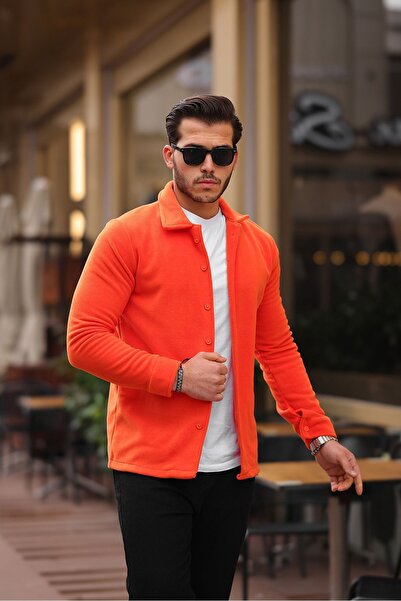 comstar Чоловіча базова сорочка з довгими рукавами з бавовняного флісу оранжевого кольору