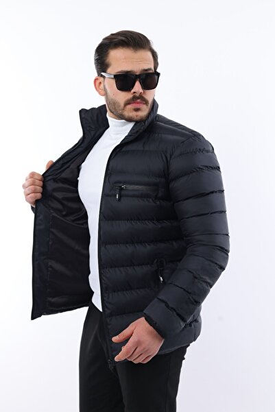 comstar Чоловічий тренд Стильне темно-синє надувне пальто на блискавці