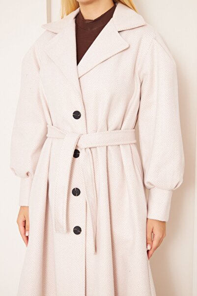 comstar Жіночий пальто з рукавами-балонками, з манжетами та візерунком