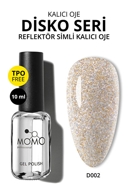 MOMO professional Disko Kalıcı Oje D002, Altın, Reflective Flash Gel Polish, ...