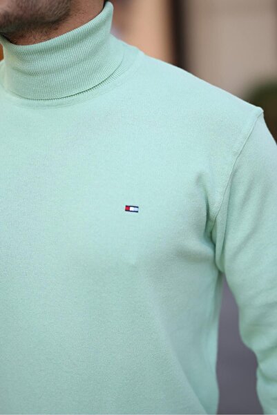 comstar Men's Trend Turtleneck High-Rise Green Knitwear Sweater