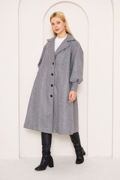 comstar Жіночий пальто з рукавами-балонками, з манжетами та візерунком