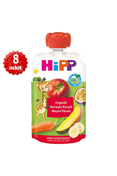 Hipp x 8 Adet Organik Havuçlu Karışık Meyve Püresi 100 gr