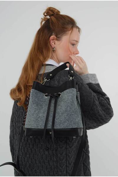 HEQA Keçe Detaylı Çanta Gri