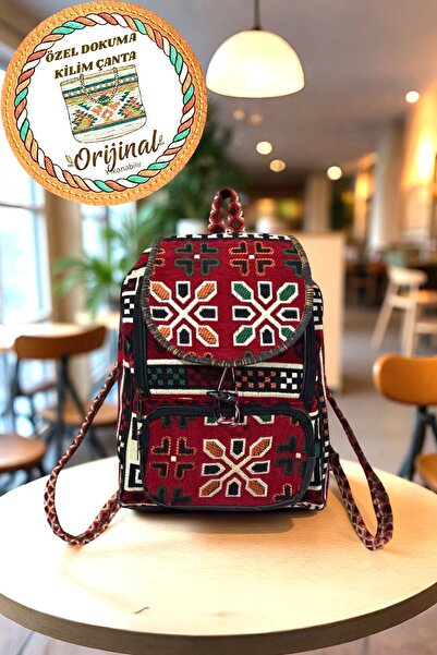 mdhomecarpet Handmade Rug Carpet Women's Backpack 30X40 cm |   Song Corner Patterned Fabric Bag Authentic Quality