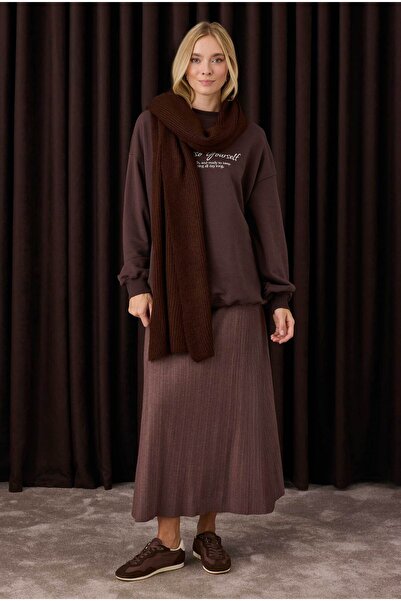 HEQA Fitilli Triko Etek Kahve