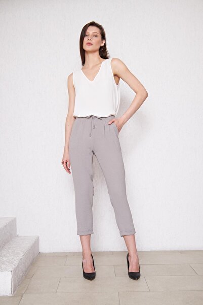 comstar Жіночі штани з еластичним поясом, подвійними штанинами, сірі