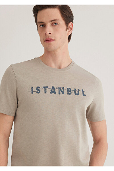 Mavi Γκρι μπλουζάκι με στάμπα Istanbul Slim Fit -066282-31935