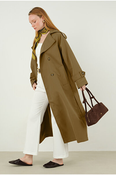 HEQA Epaulette Classic Trench Coat with Oil Green Handle