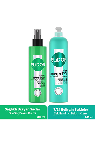 Elidor Sıvı Saç Kremi Sağlıklı Uzayan Saçlar 200 ml + 7/24 Şekillendirici Bak...