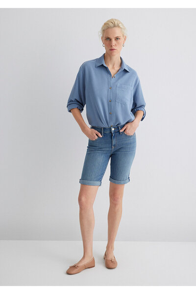 Mavi Alexis Gold Klasik Puslu Açık Jean Şort 1441531330