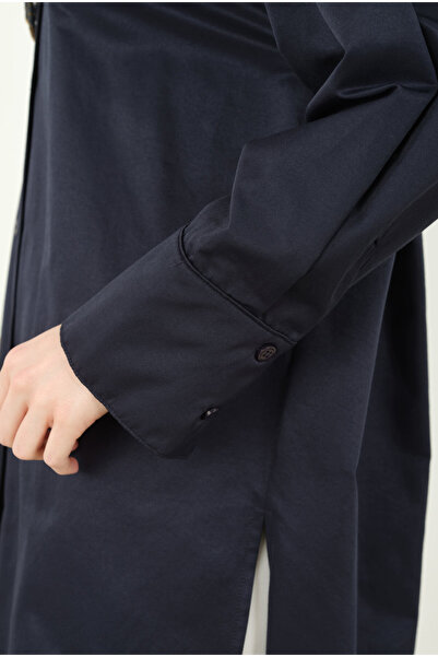 HEQA Синя сорочка з попліну - 90 см, офісний фасон