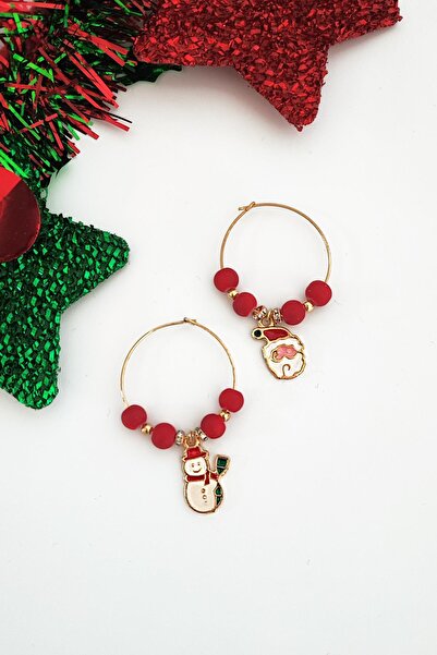 New Obsessions Yılbaşı kardan Adam Charmlı Çok Amaçlı Küpe Seti 2'li Paket