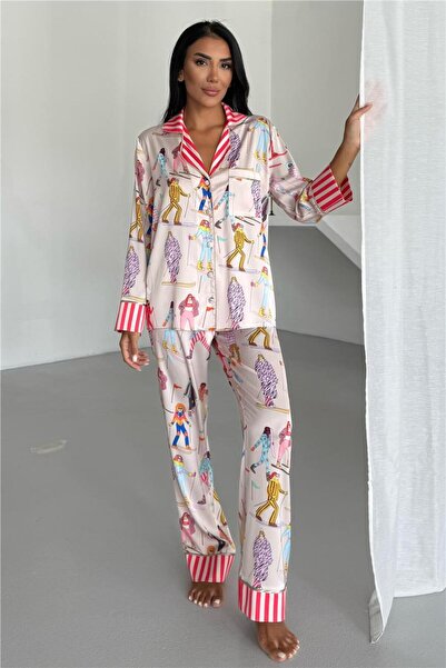 COCCOLARSI Viaggio Creativo Saten Uzun Pijama Takımı VCK0318
