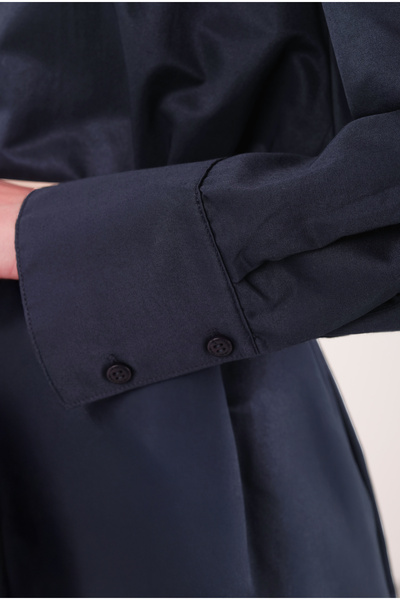 HEQA Синя поплінова коротка сорочка для офісу