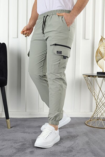 comstar Men's Elastic Waist Cargo Pocket Green Jogger Pants