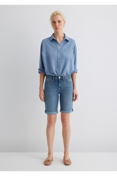 Mavi Alexis Gold Klasik Puslu Açık Jean Şort 1441531330