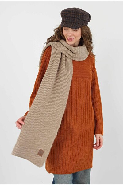 HEQA Прямий плетений шарф відкритий візон