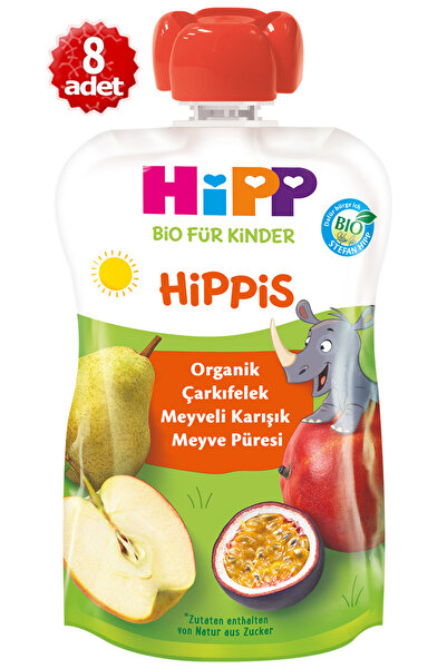 Hipp Organik X 8 Adet Çarkıfelek Meyveli Karışık Meyve Püresi