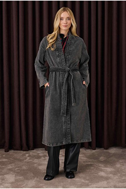 HEQA Антрацитовий денім кімоно