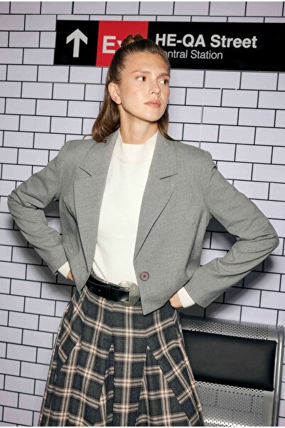 HEQA Дюман Кроп Блейзер Куртка