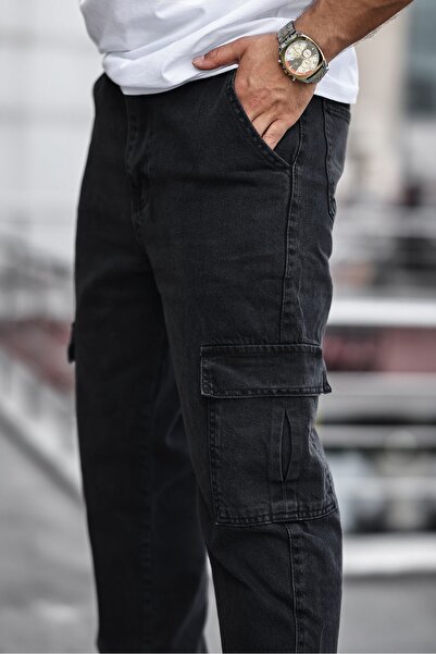 comstar Чоловічі широкі штани з карго кишенею базові чорні мішкуваті штани