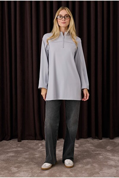 HEQA Світло-сірий світшот - з деталями на рукавах