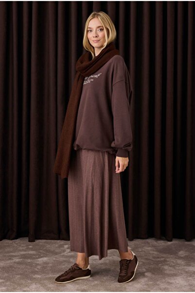 HEQA Fitilli Triko Etek Kahve