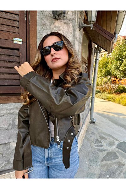 derrymore New Season Belted Oversize Leather Biker Jacket