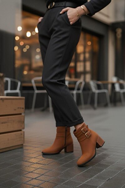 marinarosse Kadın Hermina Taba Süet Çift Tokalı Kısa Bot