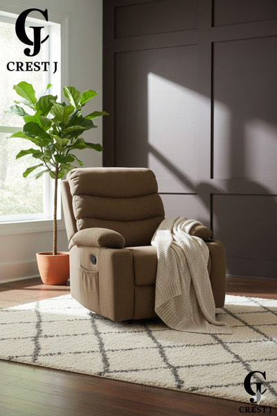 Crestj كرسي استرخاء ثابت كلاسيكي مخملي مع مسند للقدمين