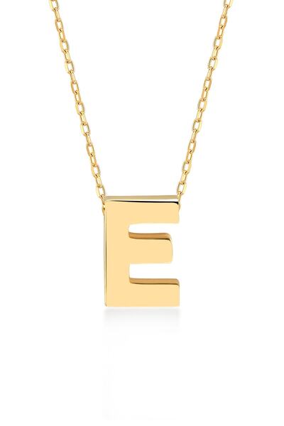 Güler Kuyumculuk 3 Boyutlu E Harfi Ve Zinciri