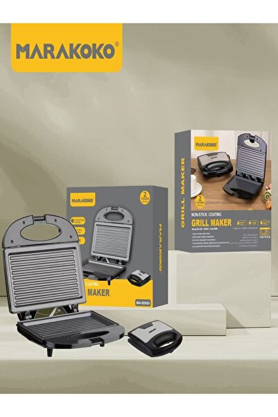 MARAKOKO Marcoco 800W Sandwich Toaster - Non-stick plates, compact size, toast toaster with safety lock and smart temperature control.