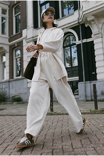 HEQA В'язані модальні штани кісткового кольору