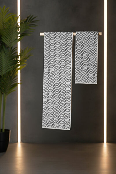 My Catherine Modern Geometric Pattern Towel Set Turkish Bath Set |   50X90 and 70X140 cm Bath Towels |   Dowry Chest