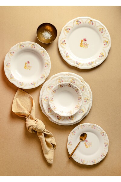 Onedekor 24 Parça 6 Kişilik Porselen Yemek takımı Royal Bellis Tifany