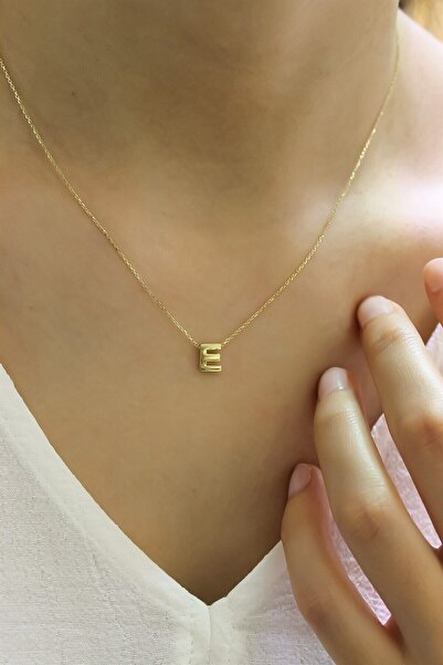 Güler Kuyumculuk 3 Boyutlu E Harfi Ve Zinciri