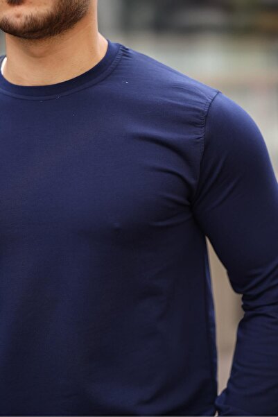 comstar Чоловічий велосипедний комір Basic з довгими рукавами, вузький, темно-синій світшот
