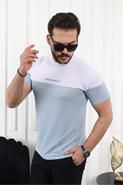 comstar Чоловіча двоколірна футболка з коротким рукавом і принтом