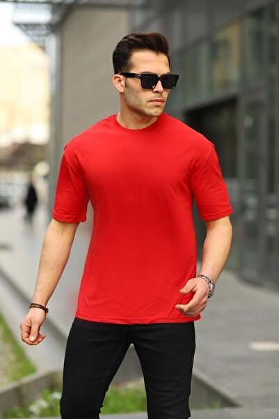 comstar Чоловічий оверсайз базовий футболка з велосипедним коміром червоного кольору