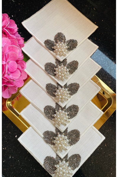 ELÇİÇEK HOME Presentation Napkin, Cocktail Napkin, Coffee Side Presentation Napkin 6 Pieces