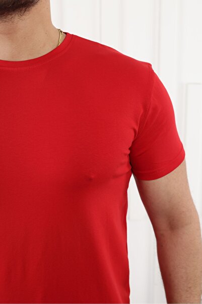 comstar Чоловіча базова футболка з коротким рукавом і коміром-стійкою, червона