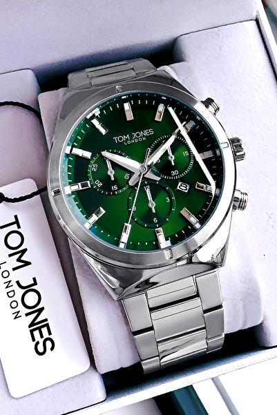 Tom Jones London Original Men's Wristwatch Waterproof Silver Color Steel Band...