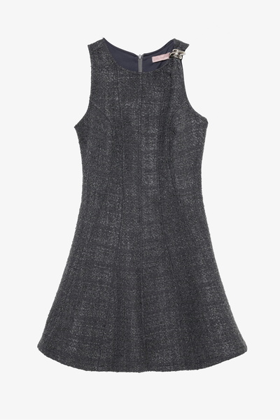 Quzu Halka Aksesuarlı Tüvit Mini Elbise Antrasit