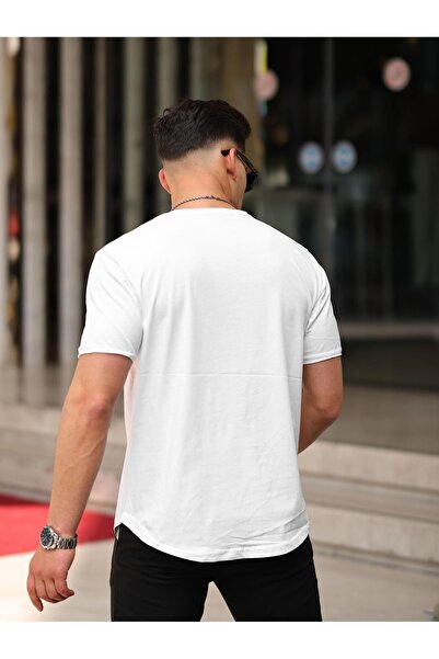 comstar Ανδρικό μπλουζάκι με φαρδύ γιακά Casual καλοκαιρινό φαρδύ λευκό μπλουζάκι